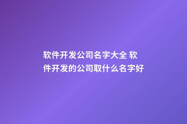 软件开发公司名字大全 软件开发的公司取什么名字好-第1张-公司起名-玄机派